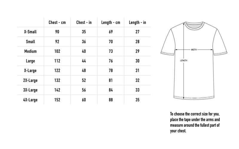 Size chart for Banner Tee - Green